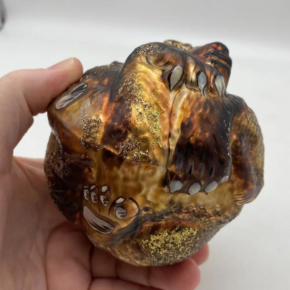 Slavic Treasures Brown bear blown glass Christmas tree ornament glitter Grizzly‎